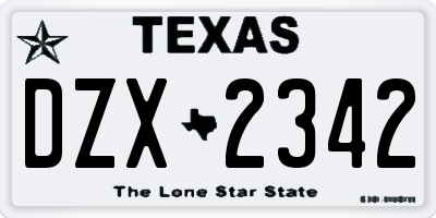 TX license plate DZX2342
