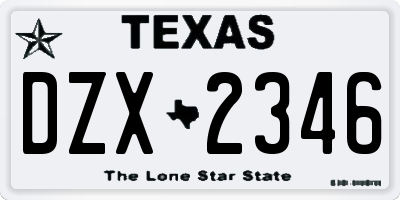 TX license plate DZX2346