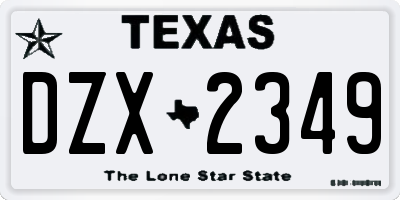 TX license plate DZX2349