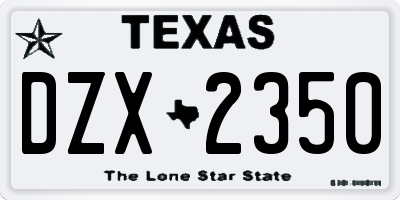 TX license plate DZX2350