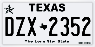 TX license plate DZX2352