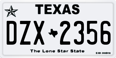 TX license plate DZX2356