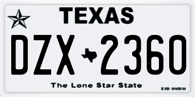 TX license plate DZX2360