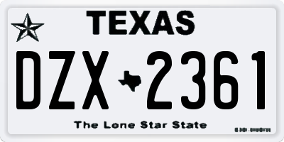 TX license plate DZX2361
