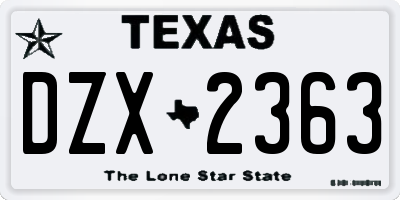 TX license plate DZX2363