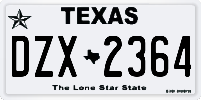 TX license plate DZX2364