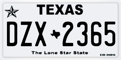 TX license plate DZX2365