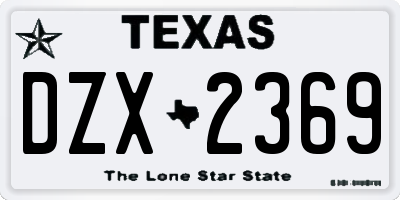 TX license plate DZX2369
