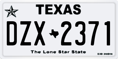 TX license plate DZX2371