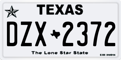 TX license plate DZX2372