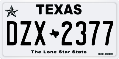 TX license plate DZX2377
