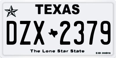TX license plate DZX2379