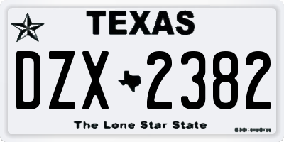 TX license plate DZX2382