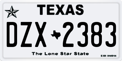 TX license plate DZX2383