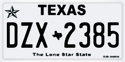 TX license plate DZX2385