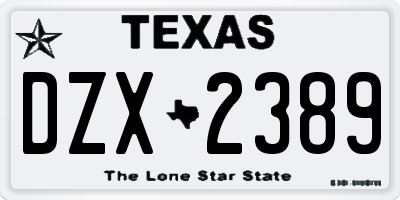 TX license plate DZX2389