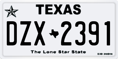 TX license plate DZX2391