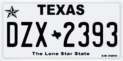 TX license plate DZX2393