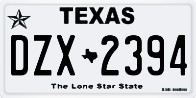 TX license plate DZX2394