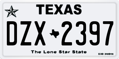 TX license plate DZX2397