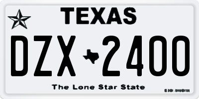 TX license plate DZX2400