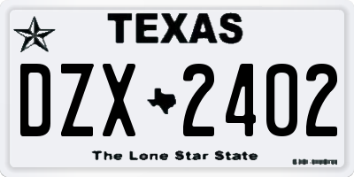 TX license plate DZX2402