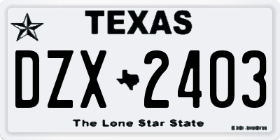 TX license plate DZX2403