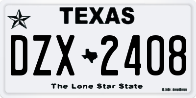 TX license plate DZX2408