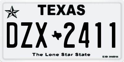 TX license plate DZX2411