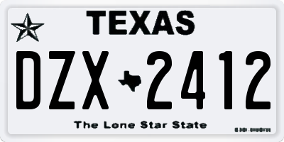 TX license plate DZX2412