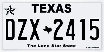 TX license plate DZX2415