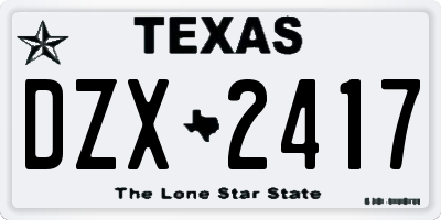 TX license plate DZX2417