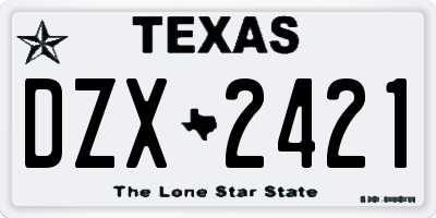 TX license plate DZX2421