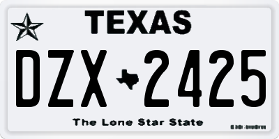 TX license plate DZX2425