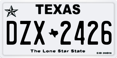 TX license plate DZX2426