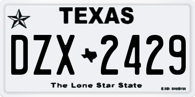 TX license plate DZX2429