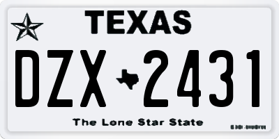 TX license plate DZX2431