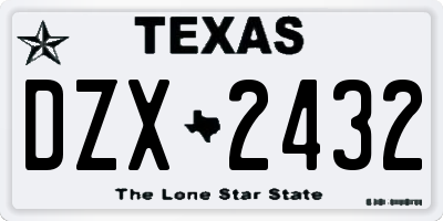 TX license plate DZX2432