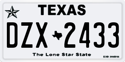 TX license plate DZX2433