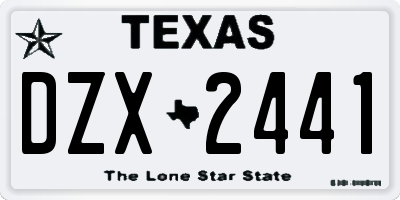 TX license plate DZX2441