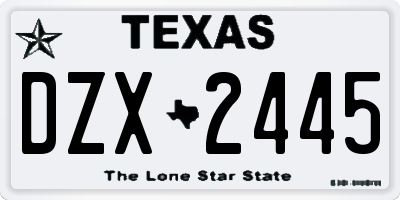 TX license plate DZX2445