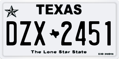 TX license plate DZX2451