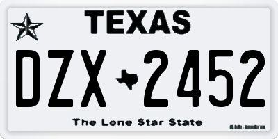 TX license plate DZX2452