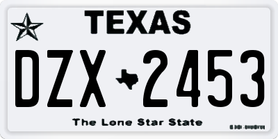 TX license plate DZX2453