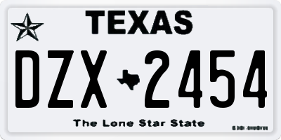 TX license plate DZX2454