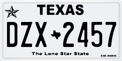 TX license plate DZX2457