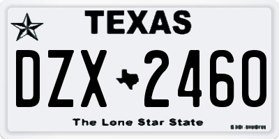 TX license plate DZX2460