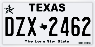 TX license plate DZX2462