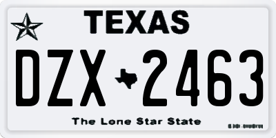 TX license plate DZX2463