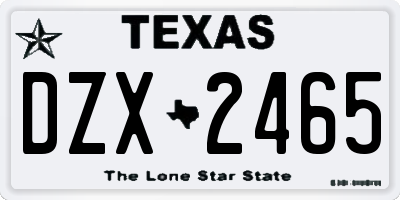 TX license plate DZX2465